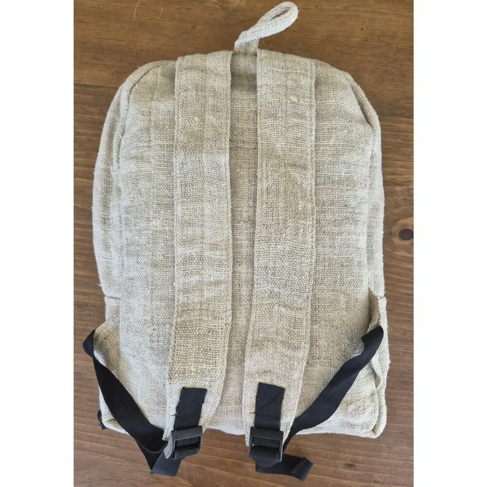 Handmade Himalayan Natural Pure Hemp Backpack | Boho Striped Festival Bag